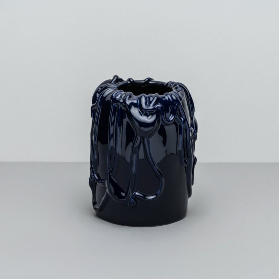 Deep Cobalt Molten Edge Statement Vase