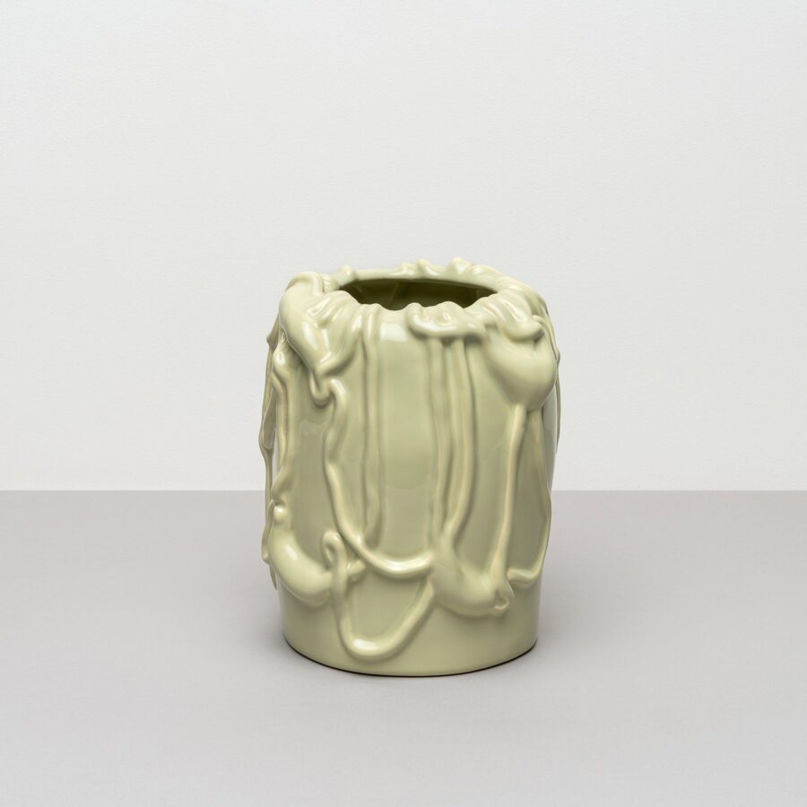 Pale Green Molten Edge Statement Vase