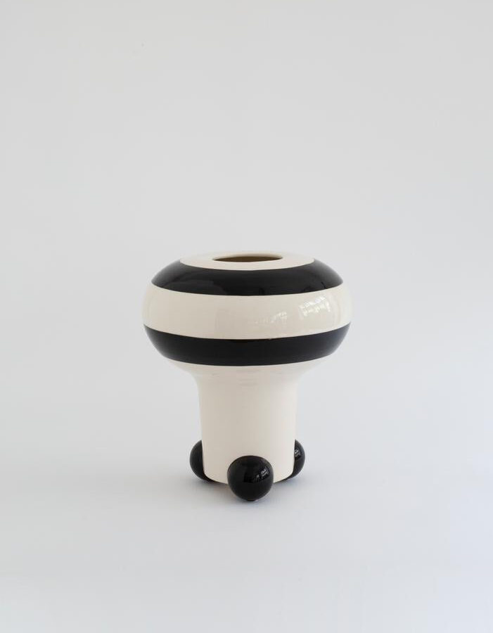 Black Striped Mushroom Vase