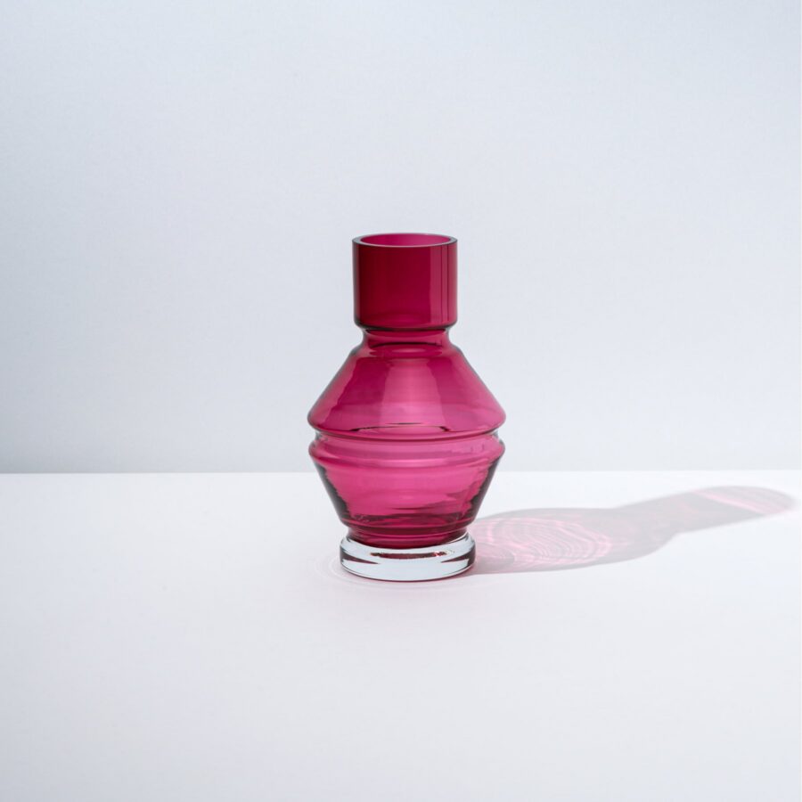 Rubine Red Small Tiered Glass Vase