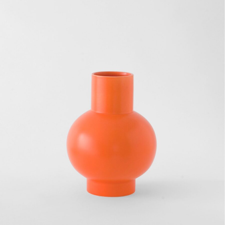 Large Vibrant Orange Globe Bottle Vase
