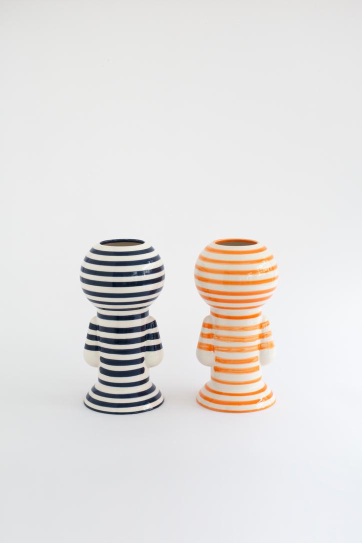 Dark Blue Striped Figurine Vase - Image 3