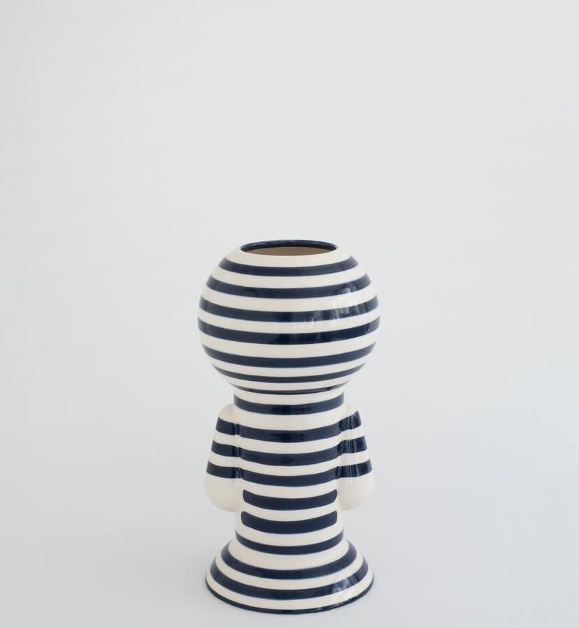 Dark Blue Striped Figurine Vase