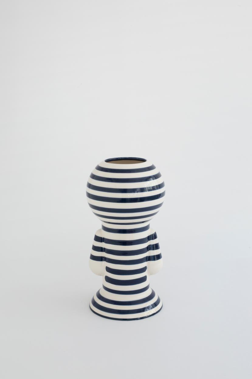 Dark Blue Striped Figurine Vase