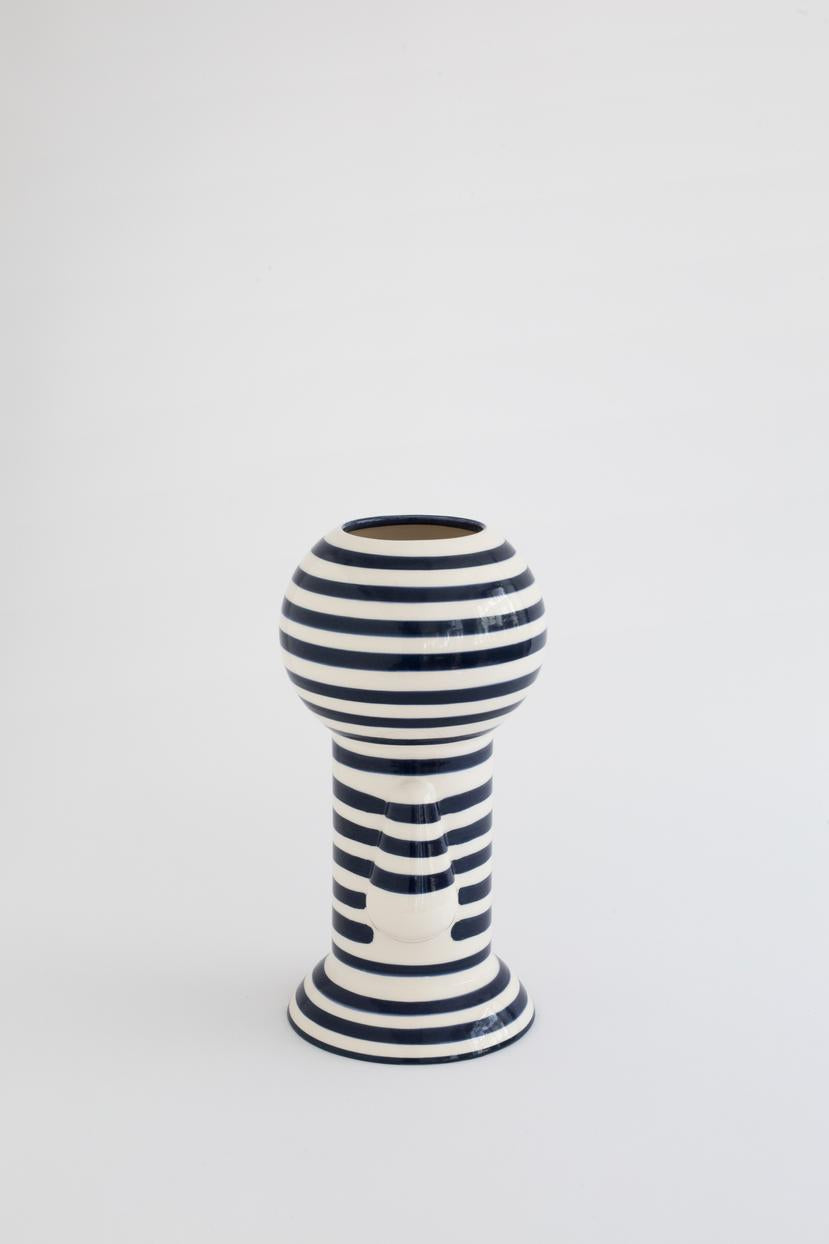 Dark Blue Striped Figurine Vase - Image 2