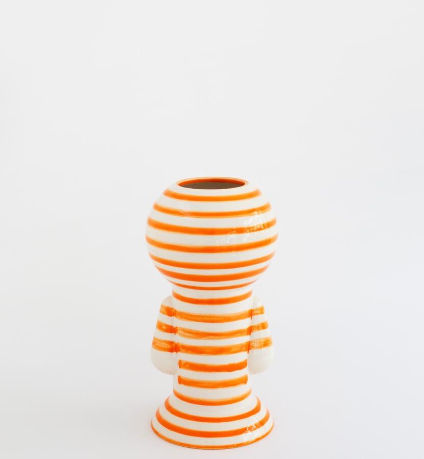 Tangerine Striped Figurine Vase