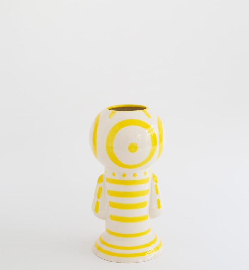 Yellow Striped Figurine Vase
