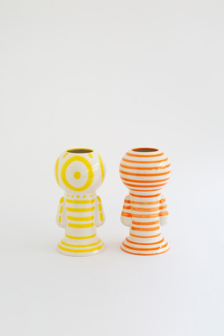 Yellow Striped Figurine Vase - Image 3